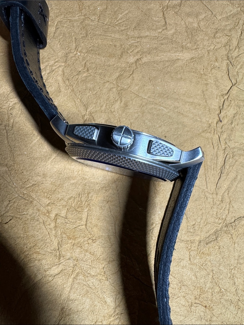 Fossil Men's Black Leather Strap Watch with Blue Dial and Stainless Silver Case - Picture 8 of 10